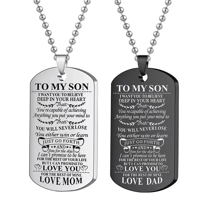 Mens Dog Tag Necklace - Collana ispiratrice a mio figlio Collane