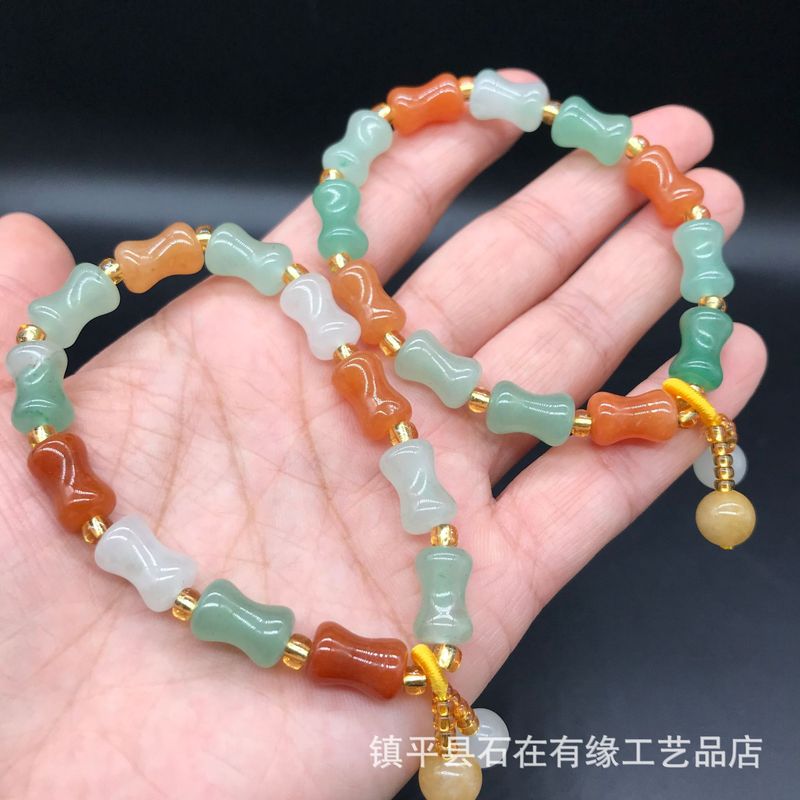 Jewelry & Watches Store - Bracciale in Avventurina Naturale, Bambù, Seta