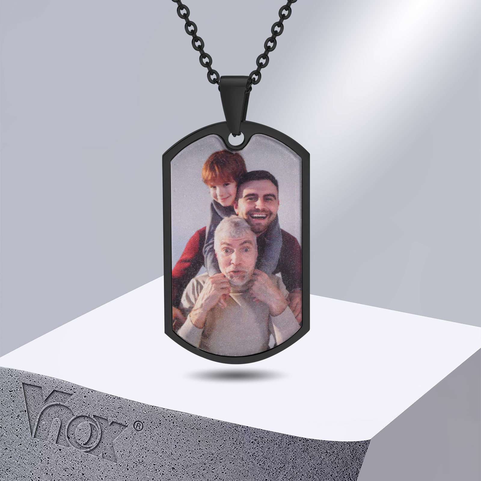 Mens Dog Tag Necklace - Vnox Foto personalizzate gratuite Parole Collane