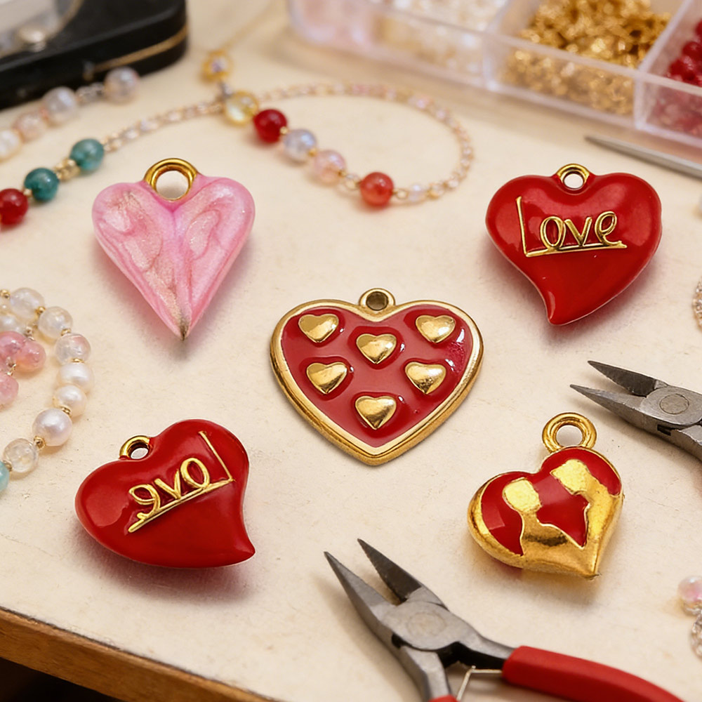 Moon Star Earrings - 5 Pezzi Ciondoli Rotondi a Cuore