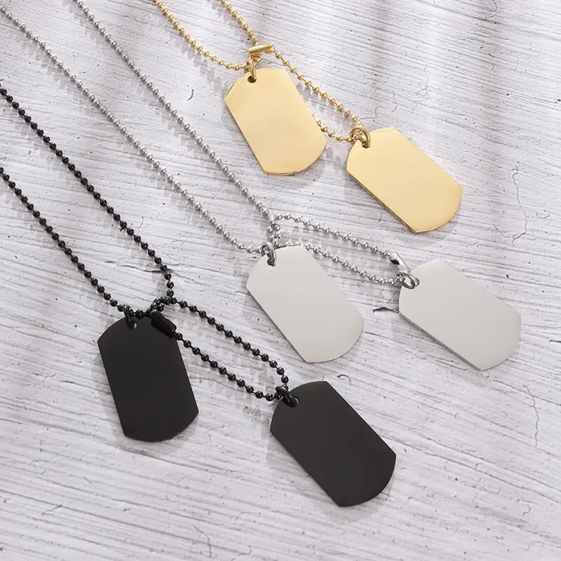 Mens Dog Tag Necklace - Collana semplice con doppia targhetta per