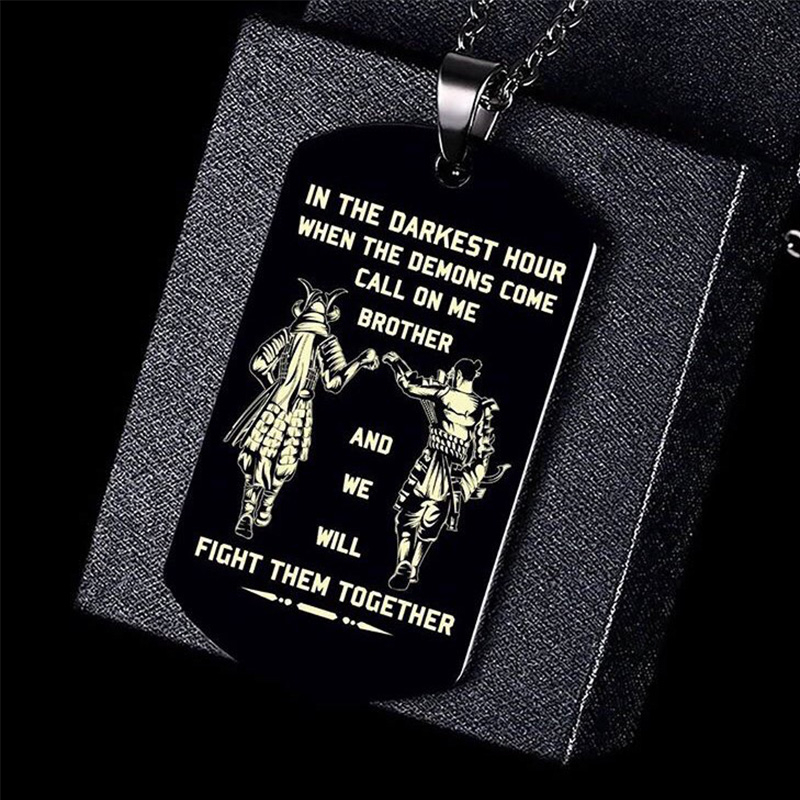 Mens Dog Tag Necklace - Vnox In Darkest Hour Quando Demoni