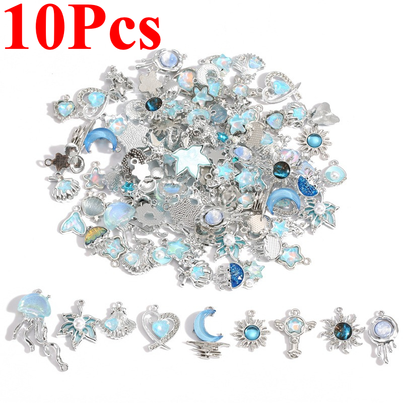 Moon Star Earrings - 10 Pezzi Ciondoli in Lega Placcata