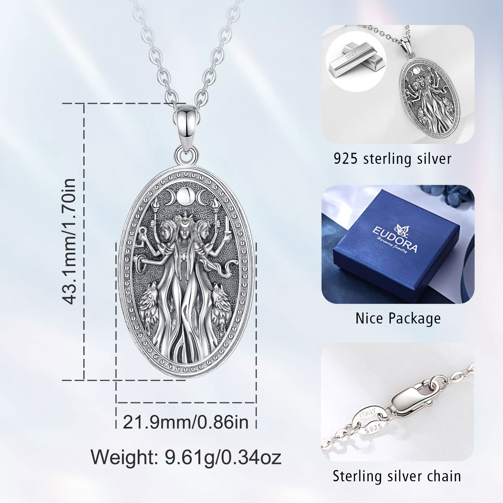 Eudora 925 Sterling Silver Tri - Mens Dog Tag Necklace recensione e prezzo