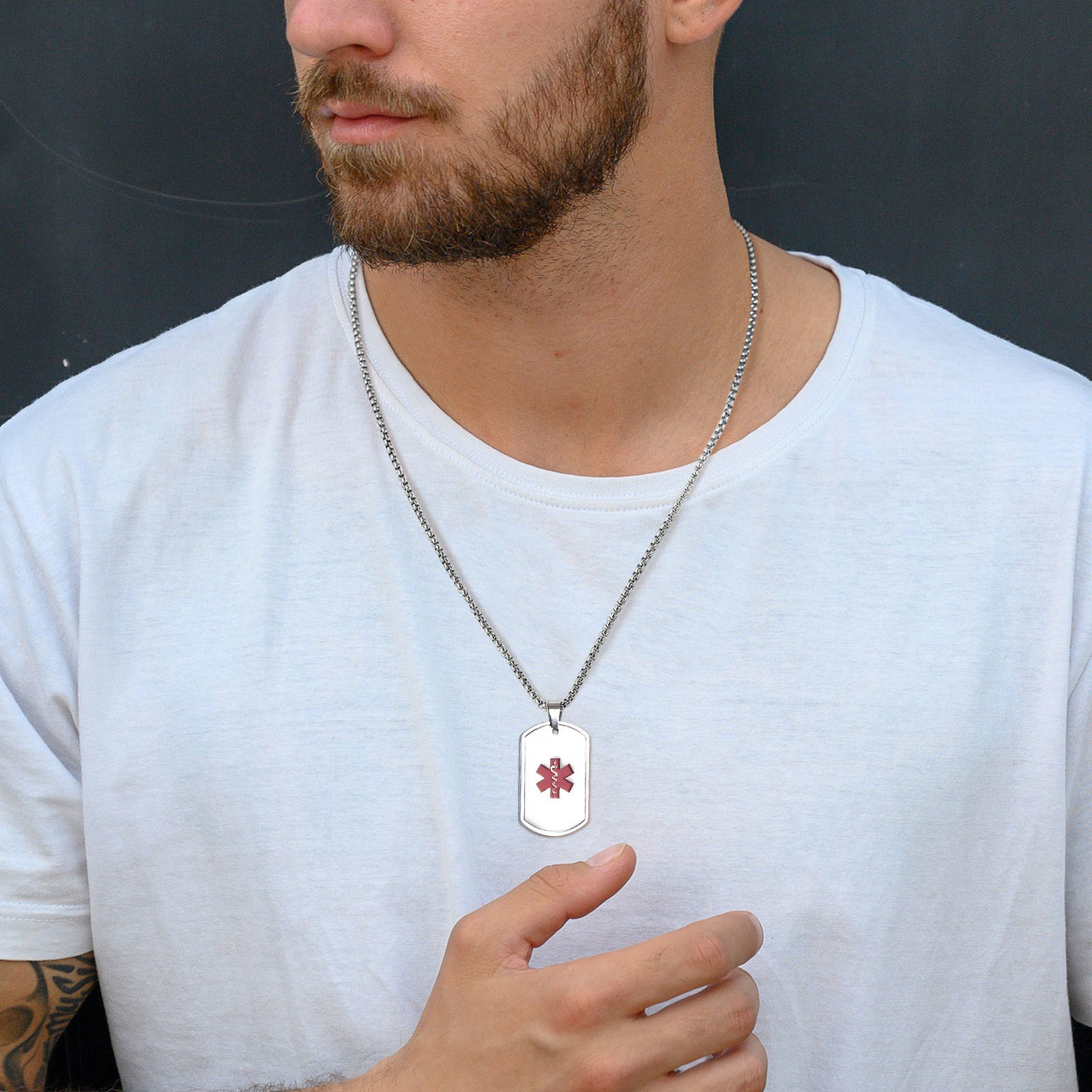 Collana ID avviso medico Vnox  - Mens Dog Tag Necklace recensione e prezzo