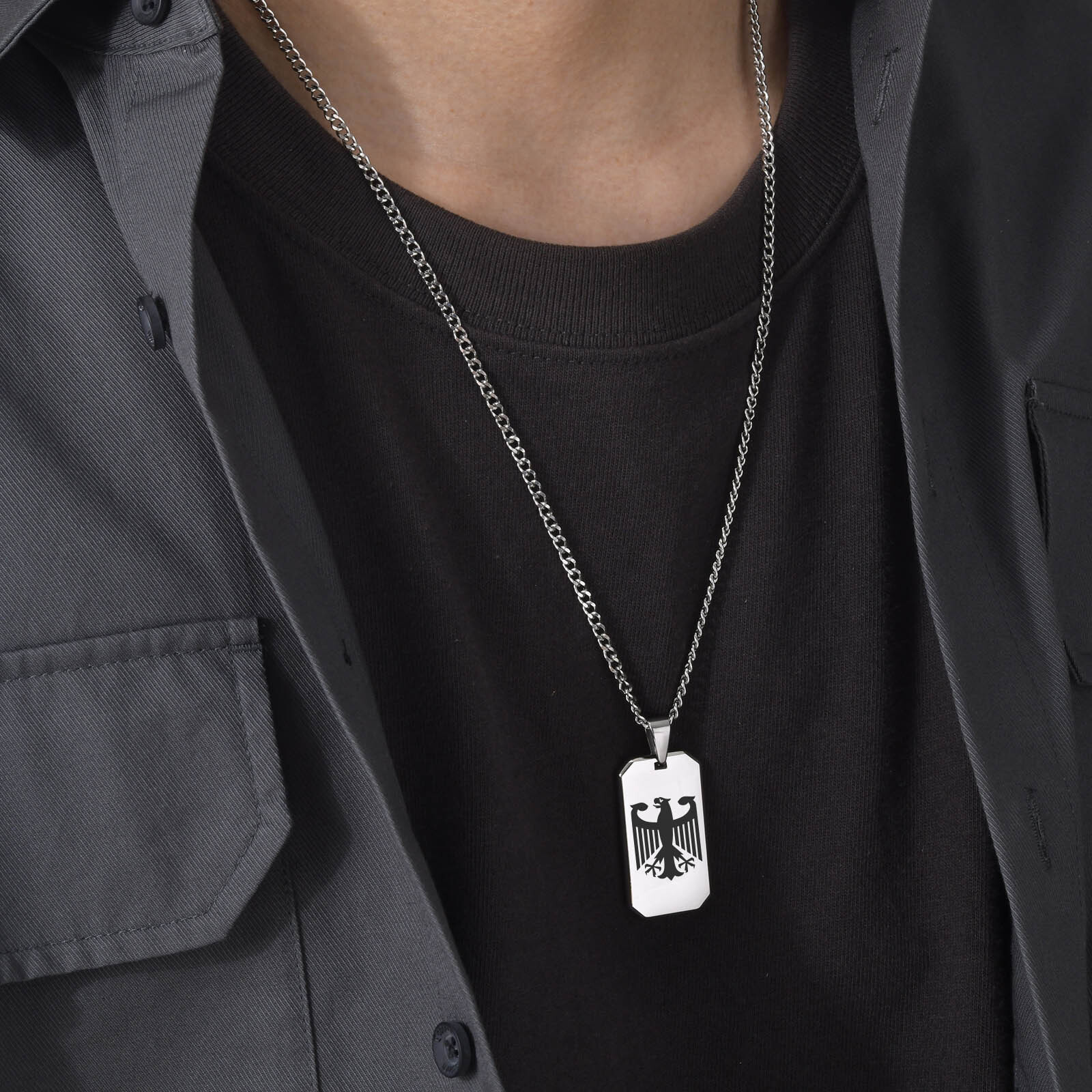 Collane quadrate con aquila te - Mens Dog Tag Necklace recensione e prezzo
